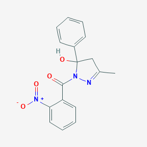 molecular formula C17H15N3O4 B398746 1-{2-nitrobenzoyl}-3-methyl-5-phenyl-4,5-dihydro-1H-pyrazol-5-ol CAS No. 332019-03-1
