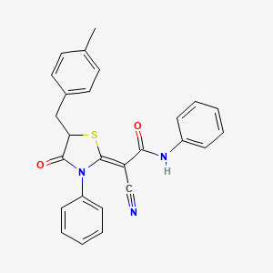 2-cyano-2-[5-(4-methylbenzyl)-4-oxo-3-phenyl-1,3-thiazolidin-2-ylidene]-N-phenylacetamide