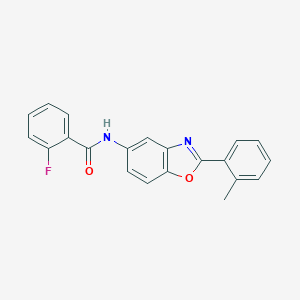molecular formula C21H15FN2O2 B398747 2-fluoro-N-[2-(2-methylphenyl)-1,3-benzoxazol-5-yl]benzamide 