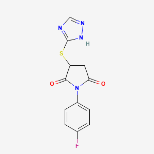 molecular formula C12H9FN4O2S B3987484 1-(4-fluorophenyl)-3-(4H-1,2,4-triazol-3-ylsulfanyl)pyrrolidine-2,5-dione 