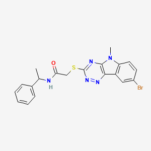 2-[(8-bromo-5-methyl-5H-[1,2,4]triazino[5,6-b]indol-3-yl)thio]-N-(1-phenylethyl)acetamide