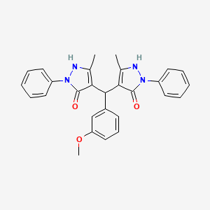 molecular formula C28H26N4O3 B3987508 4,4'-[(3-methoxyphenyl)methylene]bis(3-methyl-1-phenyl-1H-pyrazol-5-ol) 