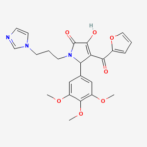 molecular formula C24H25N3O7 B3987514 4-(2-furoyl)-3-hydroxy-1-[3-(1H-imidazol-1-yl)propyl]-5-(3,4,5-trimethoxyphenyl)-1,5-dihydro-2H-pyrrol-2-one 