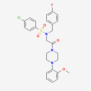 molecular formula C26H27ClFN3O4S B3987517 4-chloro-N-(4-fluorobenzyl)-N-{2-[4-(2-methoxyphenyl)-1-piperazinyl]-2-oxoethyl}benzenesulfonamide 