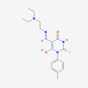 molecular formula C18H24N4O2S B398754 5-({[2-(diethylamino)ethyl]amino}methylene)-1-(4-methylphenyl)-2-thioxodihydro-4,6(1H,5H)-pyrimidinedione CAS No. 352350-12-0