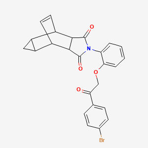 molecular formula C25H20BrNO4 B3987546 4-{2-[2-(4-bromophenyl)-2-oxoethoxy]phenyl}-4-azatetracyclo[5.3.2.0~2,6~.0~8,10~]dodec-11-ene-3,5-dione 