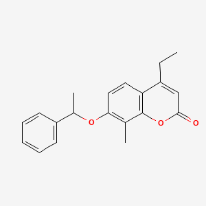 molecular formula C20H20O3 B3987548 4-ethyl-8-methyl-7-(1-phenylethoxy)-2H-chromen-2-one 