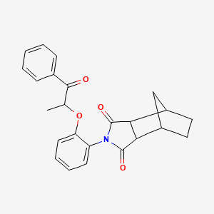 molecular formula C24H23NO4 B3987550 2-{2-[(1-oxo-1-phenylpropan-2-yl)oxy]phenyl}hexahydro-1H-4,7-methanoisoindole-1,3(2H)-dione 