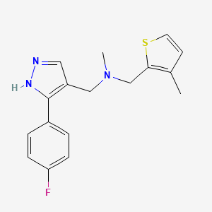 molecular formula C17H18FN3S B3987564 1-[3-(4-fluorophenyl)-1H-pyrazol-4-yl]-N-methyl-N-[(3-methyl-2-thienyl)methyl]methanamine 