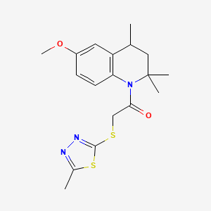 molecular formula C18H23N3O2S2 B3987608 6-methoxy-2,2,4-trimethyl-1-{[(5-methyl-1,3,4-thiadiazol-2-yl)thio]acetyl}-1,2,3,4-tetrahydroquinoline 