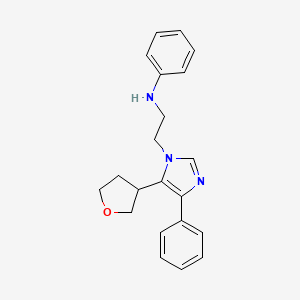 molecular formula C21H23N3O B3987639 N-{2-[4-phenyl-5-(tetrahydrofuran-3-yl)-1H-imidazol-1-yl]ethyl}aniline 