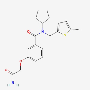 molecular formula C20H24N2O3S B3987704 3-(2-amino-2-oxoethoxy)-N-cyclopentyl-N-[(5-methyl-2-thienyl)methyl]benzamide 