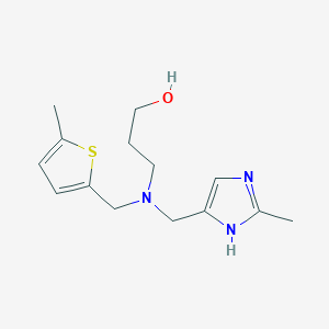 molecular formula C14H21N3OS B3987709 3-{[(2-methyl-1H-imidazol-4-yl)methyl][(5-methyl-2-thienyl)methyl]amino}propan-1-ol 