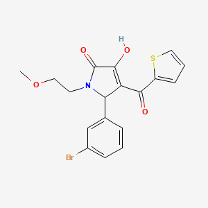 molecular formula C18H16BrNO4S B3987715 (4E)-5-(3-bromophenyl)-4-[hydroxy(thiophen-2-yl)methylidene]-1-(2-methoxyethyl)pyrrolidine-2,3-dione 