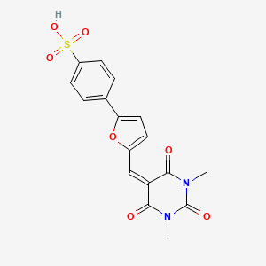 molecular formula C17H14N2O7S B3987723 4-{5-[(1,3-dimethyl-2,4,6-trioxotetrahydro-5(2H)-pyrimidinylidene)methyl]-2-furyl}benzenesulfonic acid 