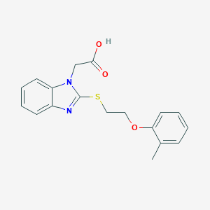 molecular formula C18H18N2O3S B398777 (2-([2-(2-Methylphenoxy)ethyl]thio)-1H-benzimidazol-1-yl)acetic acid 