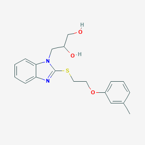 molecular formula C19H22N2O3S B398780 3-(2-{[2-(3-methylphenoxy)ethyl]sulfanyl}-1H-benzimidazol-1-yl)-1,2-propanediol 
