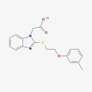 molecular formula C18H18N2O3S B398781 [2-(2-m-Tolyloxy-ethylsulfanyl)-benzoimidazol-1-yl]-acetic acid 