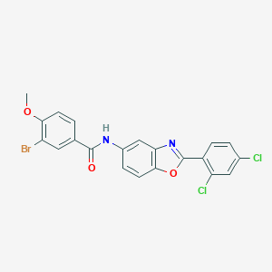 molecular formula C21H13BrCl2N2O3 B398784 3-bromo-N-[2-(2,4-dichlorophenyl)-1,3-benzoxazol-5-yl]-4-methoxybenzamide CAS No. 333398-00-8