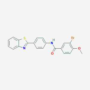 molecular formula C21H15BrN2O2S B398787 N-[4-(1,3-benzothiazol-2-yl)phenyl]-3-bromo-4-methoxybenzamide 