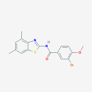 molecular formula C17H15BrN2O2S B398789 3-bromo-N-(4,6-dimethyl-1,3-benzothiazol-2-yl)-4-methoxybenzamide 