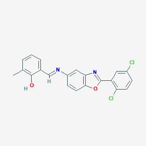 molecular formula C21H14Cl2N2O2 B398795 2-({[2-(2,5-Dichlorophenyl)-1,3-benzoxazol-5-yl]imino}methyl)-6-methylphenol 