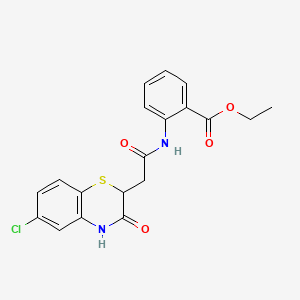 molecular formula C19H17ClN2O4S B3987976 ethyl 2-{[(6-chloro-3-oxo-3,4-dihydro-2H-1,4-benzothiazin-2-yl)acetyl]amino}benzoate 