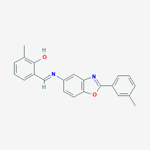 molecular formula C22H18N2O2 B398799 2-methyl-6-[(E)-{[2-(3-methylphenyl)-1,3-benzoxazol-5-yl]imino}methyl]phenol 