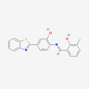 molecular formula C21H16N2O2S B398800 5-(1,3-Benzothiazol-2-yl)-2-[(2-hydroxy-3-methylbenzylidene)amino]phenol 