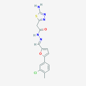 molecular formula C16H14ClN5O2S B398803 2-(5-amino-1,3,4-thiadiazol-2-yl)-N'-{[5-(3-chloro-4-methylphenyl)-2-furyl]methylene}acetohydrazide 