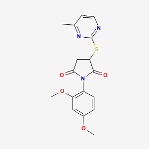 molecular formula C17H17N3O4S B3988036 1-(2,4-dimethoxyphenyl)-3-[(4-methyl-2-pyrimidinyl)thio]-2,5-pyrrolidinedione 