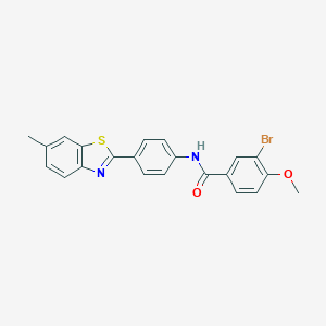 molecular formula C22H17BrN2O2S B398807 3-bromo-4-methoxy-N-[4-(6-methyl-1,3-benzothiazol-2-yl)phenyl]benzamide 