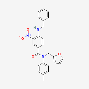 molecular formula C26H23N3O4 B3988083 4-(benzylamino)-N-(2-furylmethyl)-N-(4-methylphenyl)-3-nitrobenzamide 