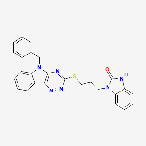 molecular formula C26H22N6OS B3988096 1-{3-[(5-benzyl-5H-[1,2,4]triazino[5,6-b]indol-3-yl)thio]propyl}-1,3-dihydro-2H-benzimidazol-2-one 