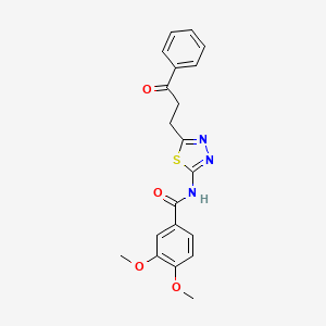 molecular formula C20H19N3O4S B3988114 3,4-dimethoxy-N-[5-(3-oxo-3-phenylpropyl)-1,3,4-thiadiazol-2-yl]benzamide 