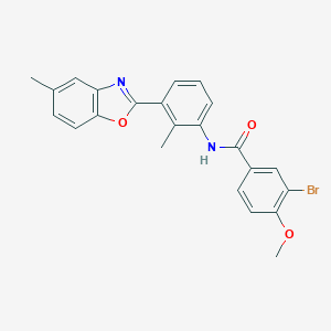 molecular formula C23H19BrN2O3 B398813 3-bromo-4-methoxy-N-[2-methyl-3-(5-methyl-1,3-benzoxazol-2-yl)phenyl]benzamide 