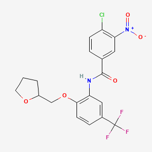 molecular formula C19H16ClF3N2O5 B3988180 4-chloro-3-nitro-N-[2-(tetrahydro-2-furanylmethoxy)-5-(trifluoromethyl)phenyl]benzamide 