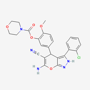 5-[6-amino-3-(2-chlorophenyl)-5-cyano-1,4-dihydropyrano[2,3-c]pyrazol-4-yl]-2-methoxyphenyl 4-morpholinecarboxylate