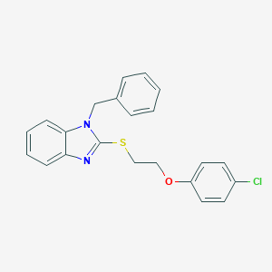 molecular formula C22H19ClN2OS B398828 1-benzyl-2-{[2-(4-chlorophenoxy)ethyl]sulfanyl}-1H-benzimidazole 