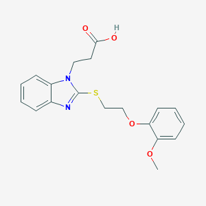 molecular formula C19H20N2O4S B398829 3-{2-[2-(2-Methoxy-phenoxy)-ethylsulfanyl]-benzoimidazol-1-yl}-propionic acid 