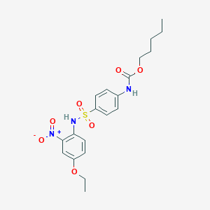molecular formula C20H25N3O7S B398837 Pentyl 4-({4-ethoxy-2-nitroanilino}sulfonyl)phenylcarbamate 