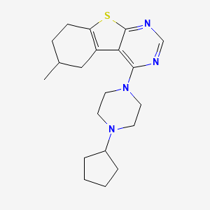 4-(4-cyclopentyl-1-piperazinyl)-6-methyl-5,6,7,8-tetrahydro[1]benzothieno[2,3-d]pyrimidine