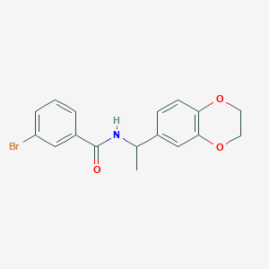 molecular formula C17H16BrNO3 B3988422 3-bromo-N-[1-(2,3-dihydro-1,4-benzodioxin-6-yl)ethyl]benzamide 