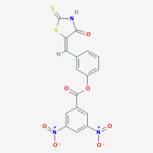 molecular formula C17H9N3O7S2 B398845 3-[(4-Oxo-2-thioxo-1,3-thiazolidin-5-ylidene)methyl]phenyl 3,5-bisnitrobenzoate 