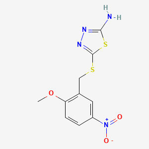 molecular formula C10H10N4O3S2 B3988451 5-[(2-methoxy-5-nitrobenzyl)thio]-1,3,4-thiadiazol-2-amine 