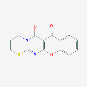 molecular formula C14H10N2O3S B3988471 3,4-dihydro-2H,6H,7H-chromeno[2',3':4,5]pyrimido[2,1-b][1,3]thiazine-6,7-dione 