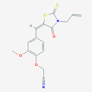 molecular formula C16H14N2O3S2 B398849 {4-[(3-Allyl-4-oxo-2-thioxo-1,3-thiazolidin-5-ylidene)methyl]-2-methoxyphenoxy}acetonitrile 