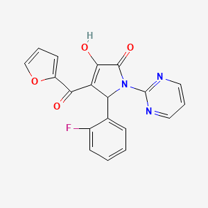 molecular formula C19H12FN3O4 B3988500 5-(2-fluorophenyl)-4-(2-furoyl)-3-hydroxy-1-(2-pyrimidinyl)-1,5-dihydro-2H-pyrrol-2-one 