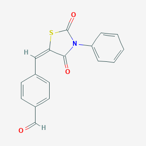 molecular formula C17H11NO3S B398854 4-[(2,4-Dioxo-3-phenyl-1,3-thiazolidin-5-ylidene)methyl]benzaldehyde 