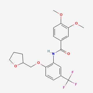 molecular formula C21H22F3NO5 B3988582 3,4-dimethoxy-N-[2-(tetrahydro-2-furanylmethoxy)-5-(trifluoromethyl)phenyl]benzamide 